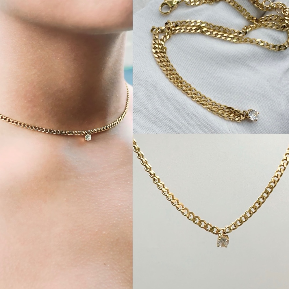 My Favorite Choker 14KT Gold Plated Crystal Pendant Choker